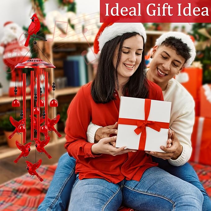 Cardinal Wind Chimes for Outside - Cardinal Gifts for Women, Memorial Wind Chimes for Outdoor, Mom Grandma Sisters Girlfriend Birthday, Home Garden Patio Yard Decor