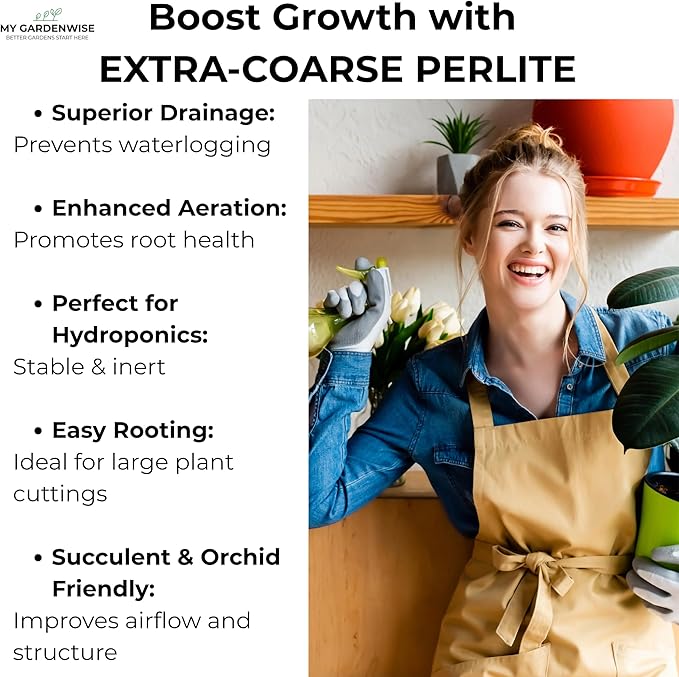 Perlite for Plants, Extra Coarse Grade 4 Horticultural Perlite, Organic Perlite for Gardening Indoor & Outdoor, Made in USA (20 quarts)