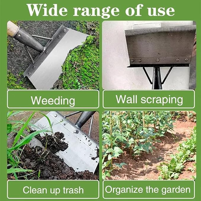 Multifunctional Garden Tool, Square Spade - Manganese Steel Flat Shovel, 8-12" Heavy Duty for Digging, Lawn Edging, Weed Removal - Silver (27CM)