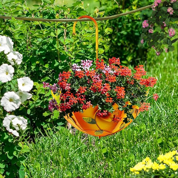 TIANCENTRAL H Farmhouse Metal Hanging Planter with Drainage Holes for Herbs or Flowers Indoor Outdoor Use by 12"x15"
