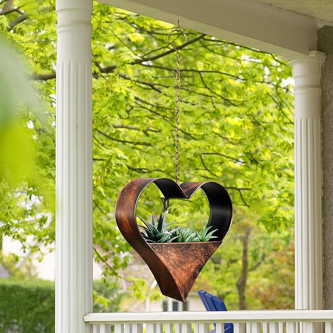 Metal Hanging Planters for Indoor and Outdoor Plants,Rustic Heart Shape Plant Hangers for Wall or Window,Metal Plant Hanger for Room Decor，Plant Lover Gifts,Living Room,Balcony,Garden,Patio Decor