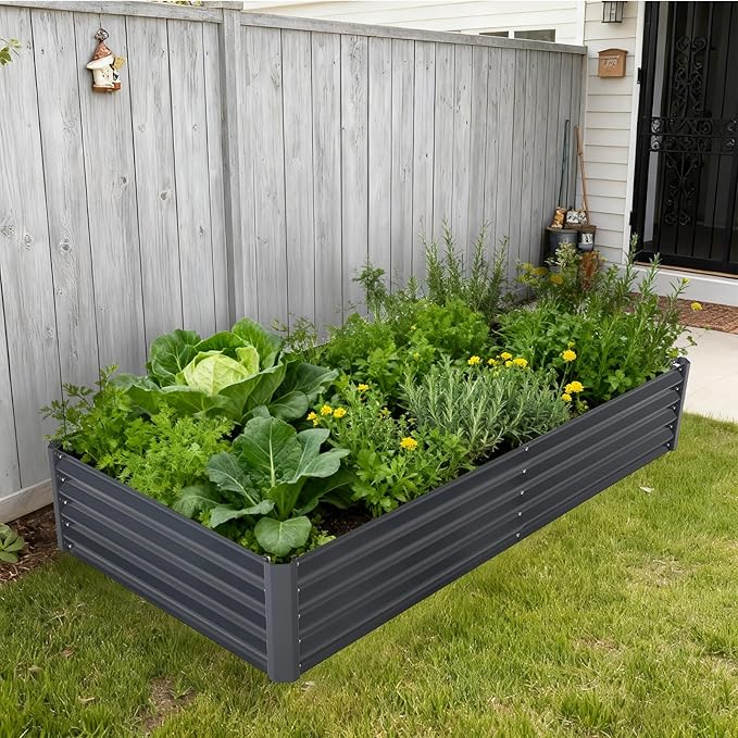 Galvanized Raised Garden Bed Kit with Cover Heavy-Duty Modular Metal Planter Raised Beds for Vegetables with Tool-Assisted Simple Assembly, Reinforced Panels & Optimal Drainage