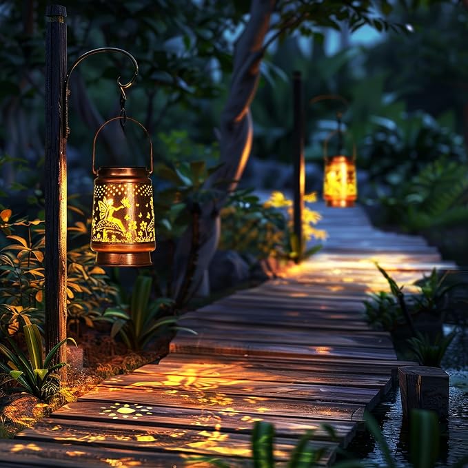 Homemory Christmas Gifts for Women Mom Grandma, Solar Lanterns Fairy Lights Outdoor Waterproof Garden Decor, LED Hanging Solar Lights for Yard, Patio, Backyard, Porch, Lawn