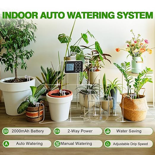 Upgrade Auto Plant Watering Devices Indoor, Plant Waterer for 20 Potted Plants, Houseplant Watering System, Up to 30-Day Programmable Water Timer, Automatic Drip Irrigation Kit for Vacation