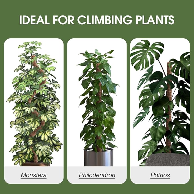 3 Pack Moss Pole, 50 Inch Moss Poles for Climbing Plants Stakes Indoor Monstera Support Tall Large Bendable Long Coco Coir DIY for Potted Plants, Pothos, Philodendron