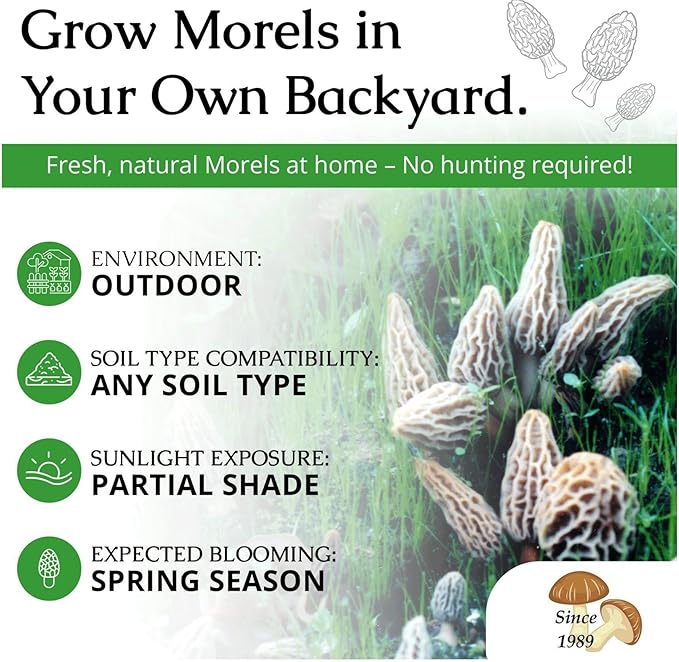 Morel Habitat Kit® & Morel Sticker. Morel Habitat Kit ® Compatible with Any Soil Type Across The U.S., Outdoor Garden & Backyard Cultivation Set with Full Instructions - Made in The USA