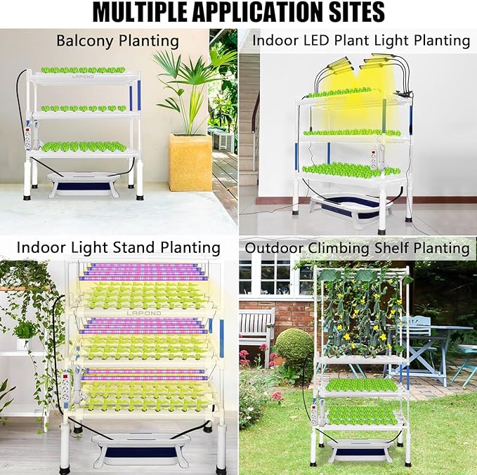 Hydroponics Growing System Kit for Vegetables,Flowers Fruits and Herbs, with 108 Plant Sites, Suitable for Indoor and Outdoor (Upgraded Version)
