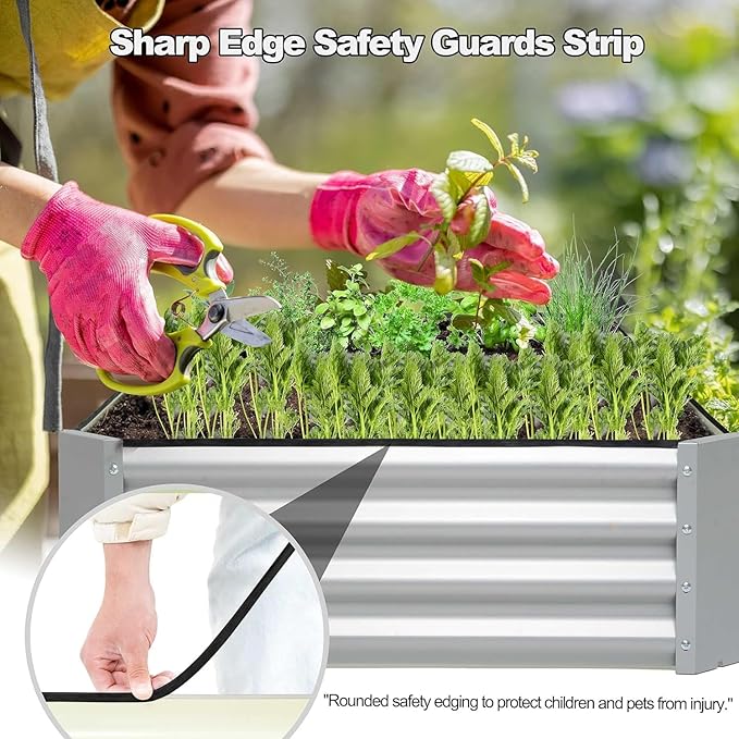 porayhut 6'x3' Raised Garden Bed Pack of 2,Kit Easy Set-up Planter Box for Vegetable Fruit,Metal Galvanized Large Size Raised Bed