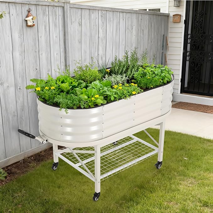 Galvanized Raised Garden Bed Kit with Cover Heavy-Duty Modular Metal Planter Raised Beds for Vegetables with Tool-Assisted Simple Assembly, Reinforced Panels & Optimal Drainage