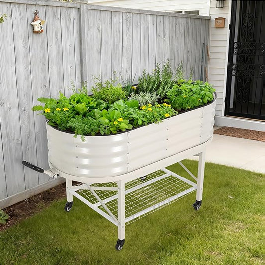 Galvanized Raised Garden Bed Kit with Cover Heavy-Duty Modular Metal Planter Raised Beds for Vegetables with Tool-Assisted Simple Assembly, Reinforced Panels & Optimal Drainage