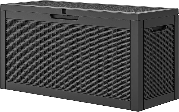 NBYSGO Outdoor Storage Box, Resin Deck Boxes Indoor and outdoor, Waterproof Storage Box Lockable Lid (Black, 60 Gallon)