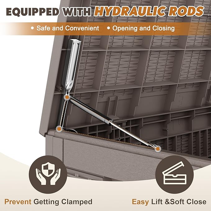 NBYSGO Outdoor Storage Box, Resin Deck Boxes Indoor and outdoor, Waterproof Storage Box Lockable Lid (Grey, 110 Gallon)