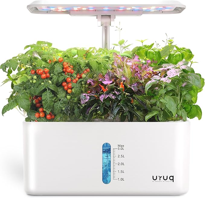 Hydroponics Growing System Indoor Garden: 8 Pods Herb Garden Kit Indoor with LED Grow Light Quiet Smart Water Pump Automatic Timer Healthy Fresh Herbs Vegetables - Hydroponic Planter for Home Kitchen