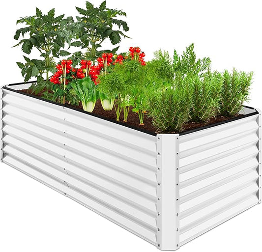 Best Choice Products 6x3x2ft Outdoor Metal Raised Garden Bed, Deep Root Box Planter for Vegetables, Flowers, Herbs, and Succulents w/ 269 Gallon Capacity - White