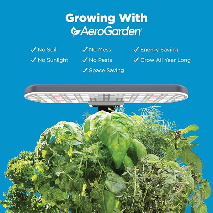 AeroGarden Harvest 2.0, Indoor Garden Hydroponic System with LED Grow Light, Holds up to 6 Pods, Charcoal