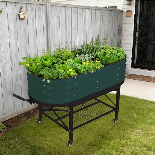 Galvanized Raised Garden Bed Kit with Cover Heavy-Duty Modular Metal Planter Raised Beds for Vegetables with Tool-Assisted Simple Assembly, Reinforced Panels & Optimal Drainage