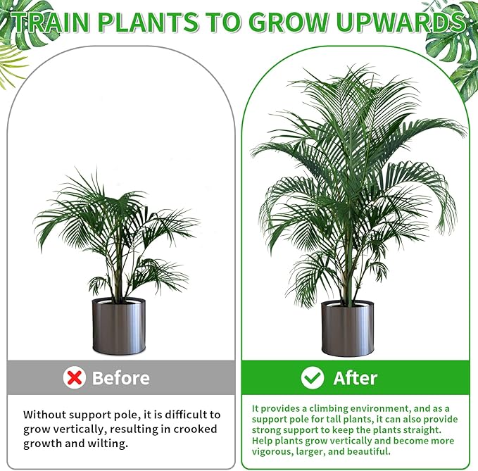 2 Pack 27.56" Detachable Twig Plant Support Stakes Set, Blends in to Plant, Branch Plant Sticks with Orchid Clips Twist Plant Ties, Twig Trellis for Indoor Outdoor Plants Potted Plants Flower