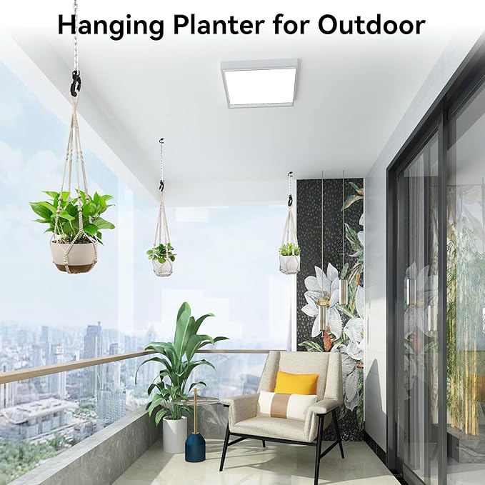 USLAI Macrame Plant Hanger Indoor Outdoor, Up to 4-15 inch Pot, Strong Hanging Planter Basket, Boho Home Decor, 23+29+35 Inch, Ivory (POTS NOT Included)