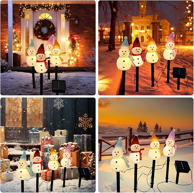 Outdoor Christmas Decorations 2025-Christmas Light Stakes for Yard-Snowman Solar Lights-Snowman Christmas Ornaments for Yard Garden Lawn Landscape Patio Walkway Decor
