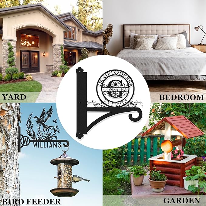 Custom Wall Plant Hanger Gifts for Mom & Dad | Personalized Name Outdoor Light Hangers | Customizable 10 Inch Metal Hanging Plant Bracket | Anti Rust Plant Hook for Bird Feeder