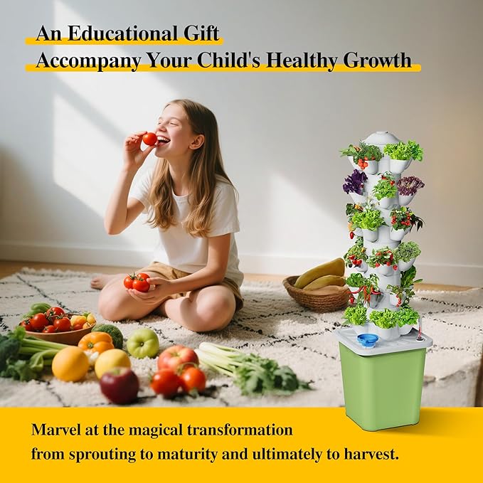 Hydroponics Growing System Kit, 30 Pots Vertical Garden Planter with Pump and Timer, Hydropoic Tower for Soilless Cultivation Herbs Fruits Vegetables, Plant Gift for Gardening Lover(No Seed)