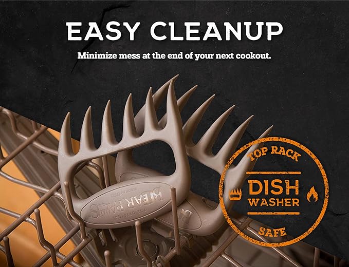 Bear Paws Meat Claws - The Original Meat Shredder Claws for Pulled Pork, USA Made - Easily Lift, Shred, Pull and Serve Pork, Chicken, Brisket and Turkey - Gift for Dad on Christmas! (Gray)