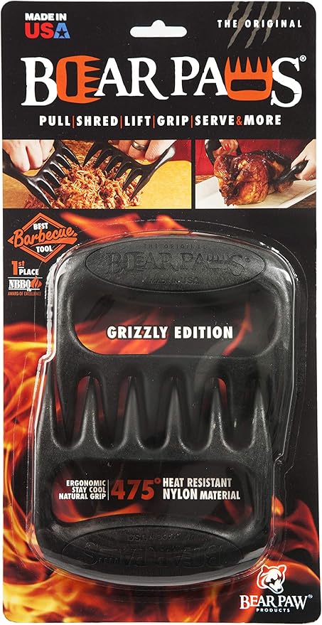 Bear Paws Meat Claws - The Original Meat Shredder Claws for Pulled Pork, USA Made - Easily Lift, Shred, Pull and Serve Pork, Chicken, Brisket and Turkey - Gift for Dad on Christmas! (Black)
