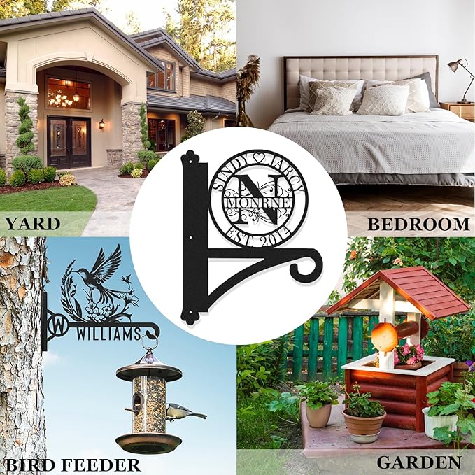 Custom Metal Plant Hanger Decorative Wall Mothers Day Gifts | Personalized Name Hooks for Hanging Plant | Customizable Indoor & Outdoor Wall Hanger for Hanging Lanterns, Flower Basket