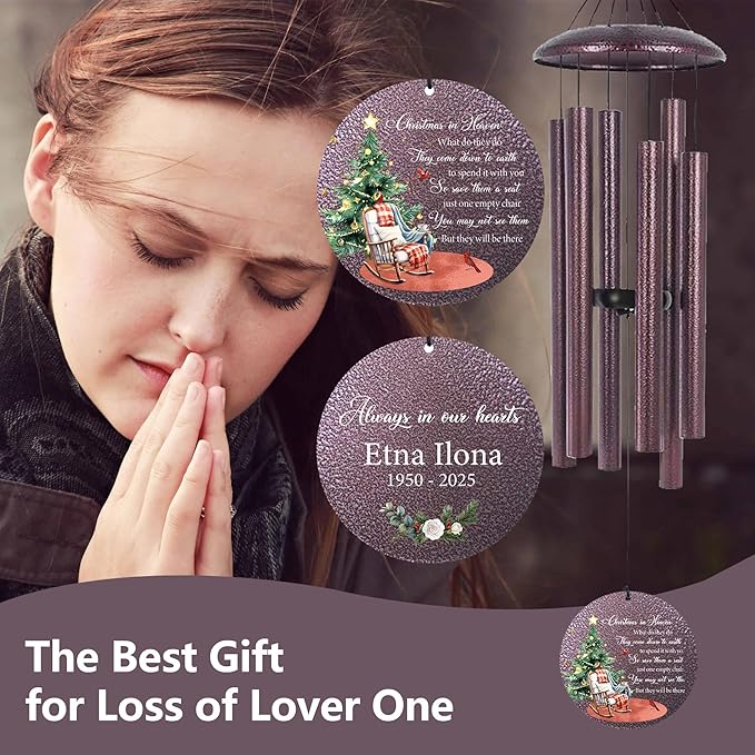 ASTARIN Deep Tone Wind Chimes for Loss of Mother, Personalized Wind Chimes Sympathy Gifts for Memorial Condolence, in Loving Memory of Loved One Windchimes Customized, 30/36/45inch