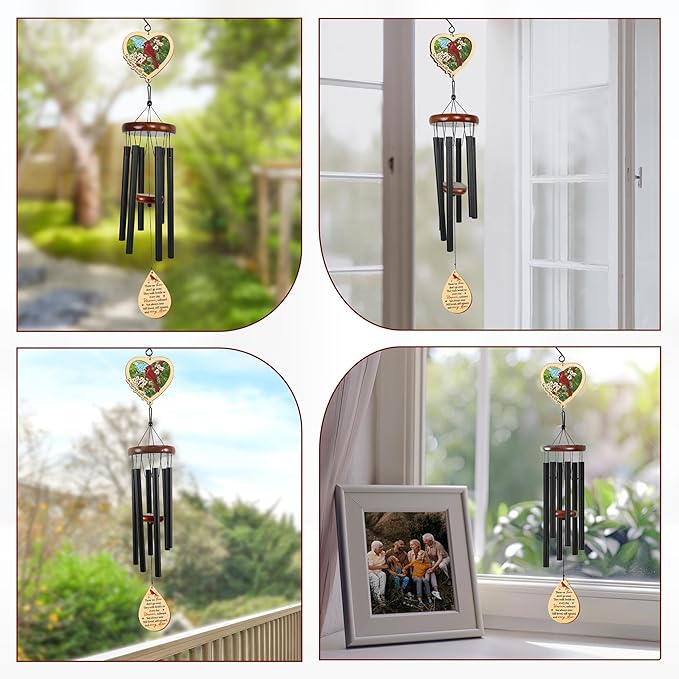 FLAGWIX Sympathy Gifts for Loss of Loved One - Large Outdoor Wind Chimes for Outside 32in - Cardinal Gifts for Women Men, Memorial Gift, Sympathy Gift Ideas, Cardinal Wind Chimes for Loss of Loved One