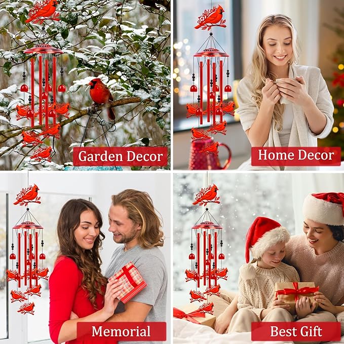 Cardinal Gifts for Women, Cardinal Wind Chimes for Outside, in Memorial Loved One Wind Chimes for Outdoor Garden Patio Yard Decor, Birthday Christmas for Mom Grandma