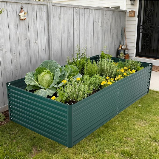 Galvanized Raised Garden Bed Kit with Cover Heavy-Duty Modular Metal Planter Raised Beds for Vegetables with Tool-Assisted Simple Assembly, Reinforced Panels & Optimal Drainage