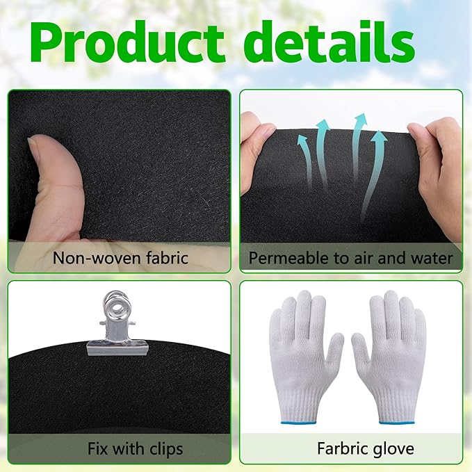 2 Sets 4 x 2 x 1 ft Raised Garden Bed Liner Bag, Breathable Grow Bed Fabric Liners with Clips and Gloves, Garden Box Non Woven Bag for Outdoor Plants Growth Keep Soil Isolation (Rectangular)