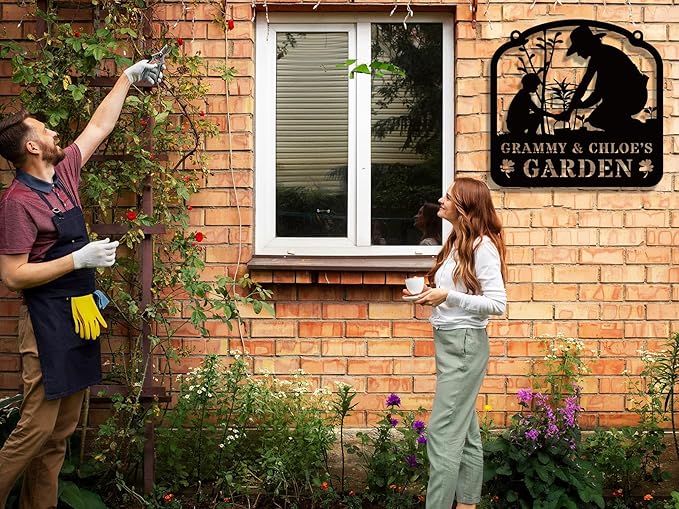 Personalized Family Garden Metal Sign, Custom Gift for Parents, Grandparents,Garden Decor