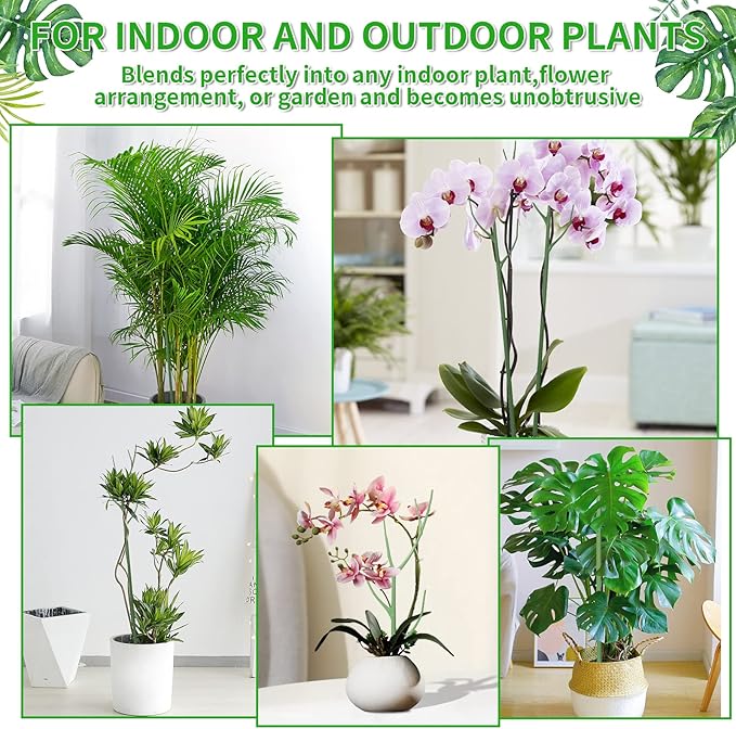 6 Pack 39.37" Detachable Twig Plant Support Stakes Set, Blends in to Plant, Branch Plant Sticks with Orchid Clips Twist Plant Ties, Twig Trellis for Indoor Outdoor Plants Potted Plants Flower
