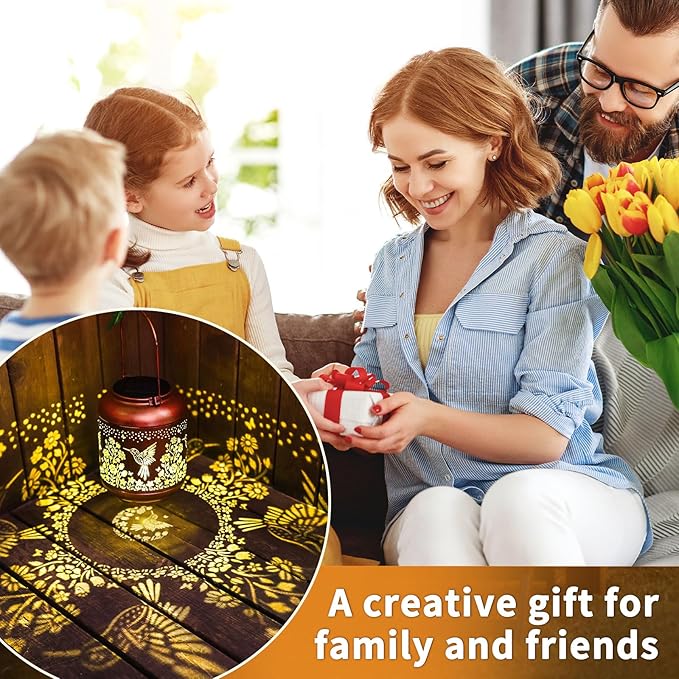 Hummingbird Solar Lanterns Outdoor Waterproof,Birthday Gifts for Women Mom Grandma Hanging Lantern Yard Art Decorative Hummingbird Solar Lights for Decor Garden, Patio, Porch, Backyard, Pathway, Lawn