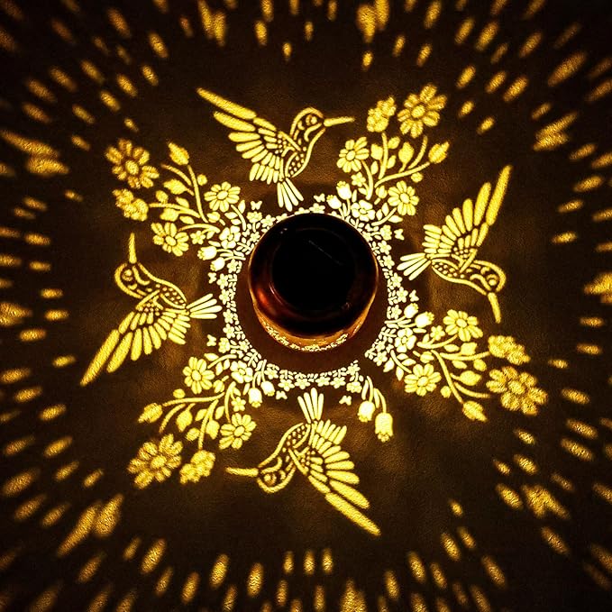 2Pack Hummingbird Solar Lanterns Outdoor Waterproof Birthday Gifts for Women Mom Grandma Metal Solar Decorative LED Lantern Outside for Garden Decor, Yard, Patio, Porch, Backyard, Pathway, Landscape