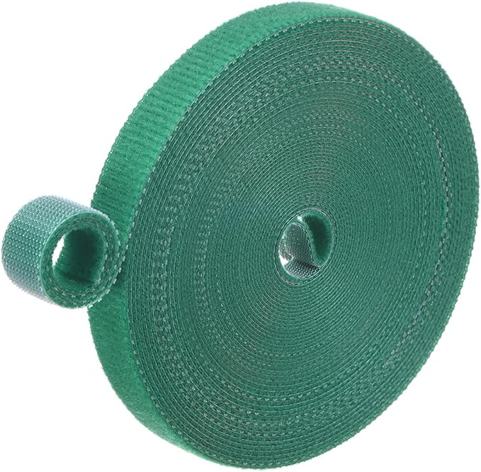 1-Roll Garden Plant Tape, 33 ft x 0.4 in Garden Hook and Loop Plant Ties Multi-Purpose Use Adjustable and Reusable Twist Wire Tape for Plants/Flowers/Vines [Green]