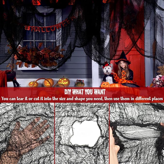 ZeeDix Halloween Black Creepy Cloth 79 x 800in Giant Spooky Cheesecloth Scary Gauze Cloth for Halloween Party Supplies Haunted Houses Decoration Outdoor Yard Home Wall Doorways Decor