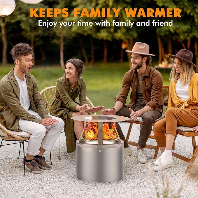 Dirza Heat Deflector Compatible with Solo Stove Bonfire and Other 19.5" Fire Pit -Foldable Legs for Space-Saving Storage,Locking Ring Prevents Dropping,Accessories for Fire Pit, 304 Stainless Steel