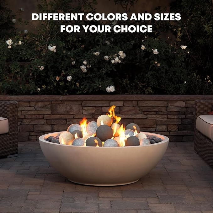 Stanbroil Ceramic Balls - 6" Round Fire Stones for Fire Pit Fire Bowl and Fireplace - Set of 4, Gray