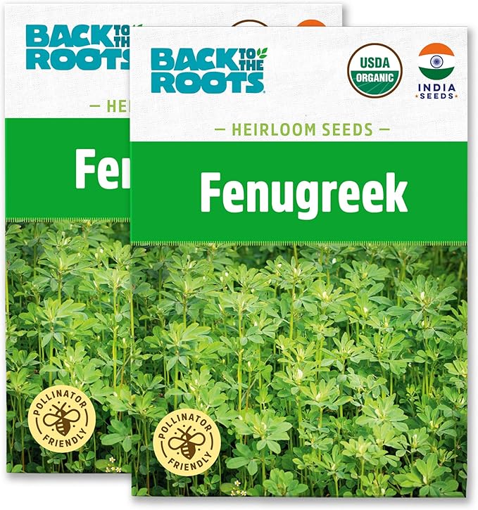 Back to The Roots 100% Organic Heirloom Seeds - Fenugreek Gardening Seeds Value Pack (2g Total)