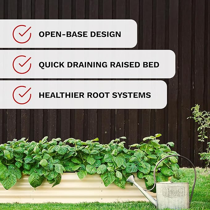 The Harvest Company Raised Garden Bed, 3 ft x 6 ft Tan Galvanized Steel Planter Bed for Vegetables, Flowers