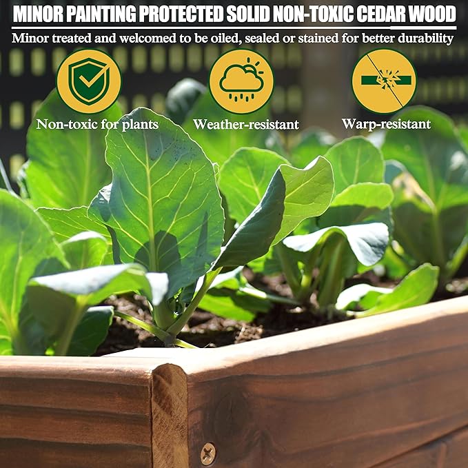 6x3x2FT Raised Garden Bed for Vegetable and Flower with Legs, Large Outdoor Elevated Wood Planted Box with Liner, Backyard and Patio, Rustic Brown