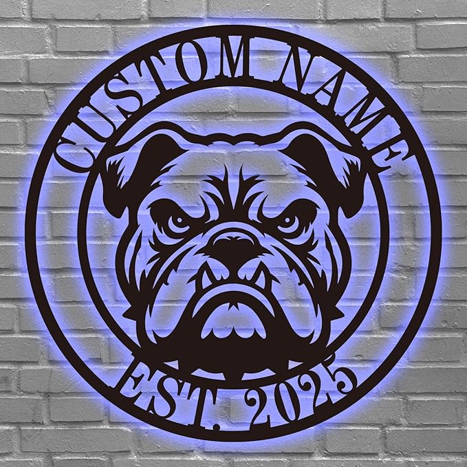 Personalized Pet Name Metal Sign Custom French Bulldog Pug Labrador Retriever Wall Art “On Premises” Warning Sign for Door Gate Dog House Metal Wall Decoration