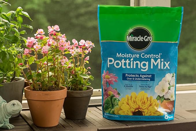 Miracle-GRO Moisture Control Potting Mix, for Container Plants, Protects Against Over- and Under-Watering, 16 qt., 2-Pack
