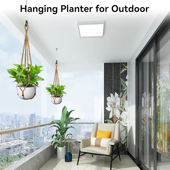 USLAI Macrame Plant Hanger Indoor Outdoor, Up to 4-15 inch Pot, Strong Hanging Planter Basket, Boho Home Decor, 35 Inch, Brown, Set of 3 (POTS NOT Included)