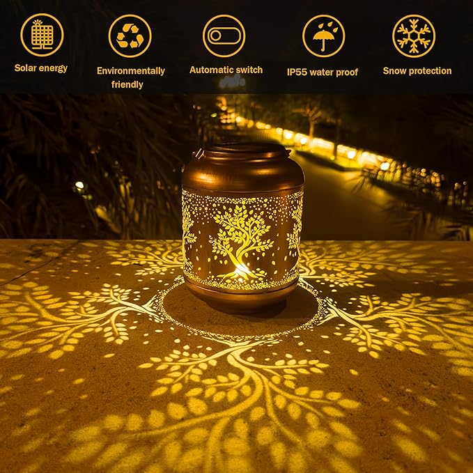 Solar Lanterns Outdoor Waterproof, Birthday Gifts for Women, Solar Lights for Backyard Porch Patio Table Yard Balcony Lawn Pathway