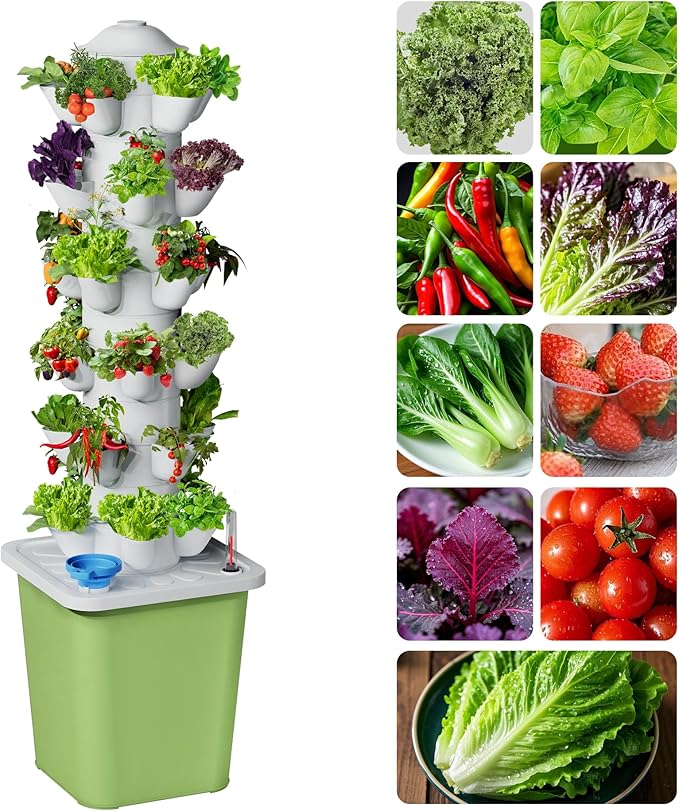 Hydroponics Growing System Kit, 30 Pots Vertical Garden Planter with Pump and Timer, Hydropoic Tower for Soilless Cultivation Herbs Fruits Vegetables, Plant Gift for Gardening Lover(No Seed)