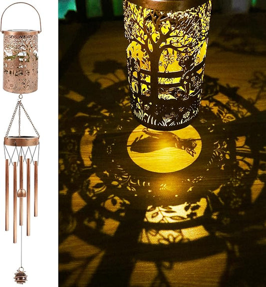 French Bulldog Solar Wind Chimes for Outside - Dog Decor Gifts Outdoor Solar Lantern Wind Chimes, Metal Decorative Hanging Lights for Patio Porch Yard Lawn